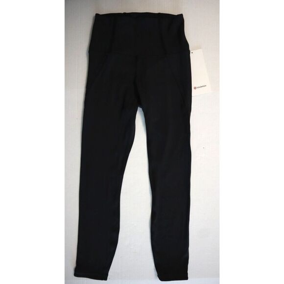 Lululemon W5DPLS Women's Sz 2 Black Nulu Mesh Panels High-Rise 25" Tights - Picture 1 of 13